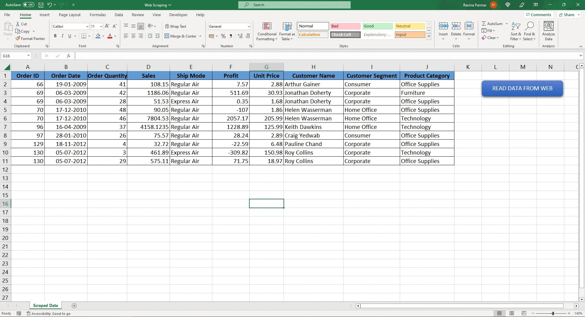 Web Scraping Application Sample